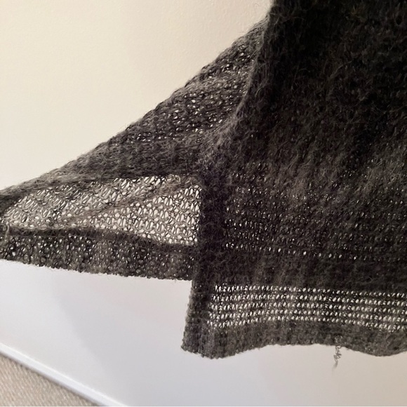 VTG Lisa Lelou Gray Sz. L Open Knit Gauze Sweater Skirt Set Sheer Mesh Grunge - Picture 10 of 16